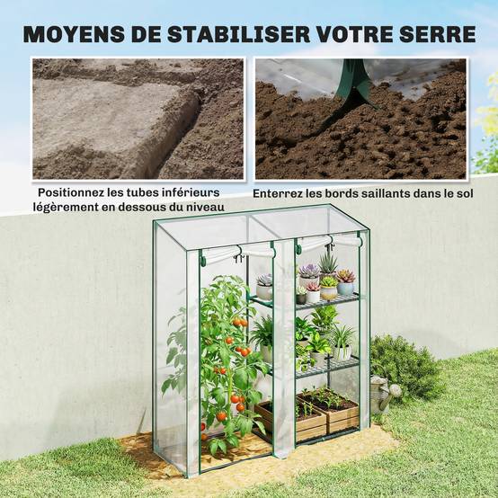 ComfortXL - Serre de jardin PVC acier 143 x 45 x 151 cm transparente 3 niveaux 2 portes - ComfortXL Outdoor Living - Image 10