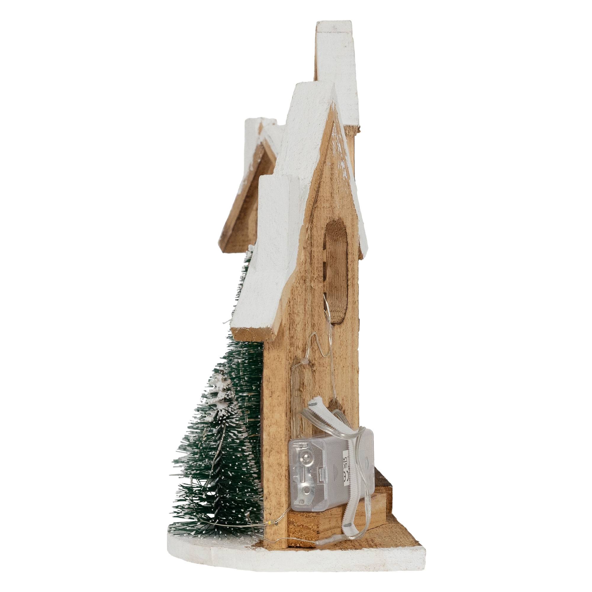 Ecd-Germany - Village de Noël déco d'hiver en bois figure LED blanc chaud minuteur maison Noël - Imagen 3