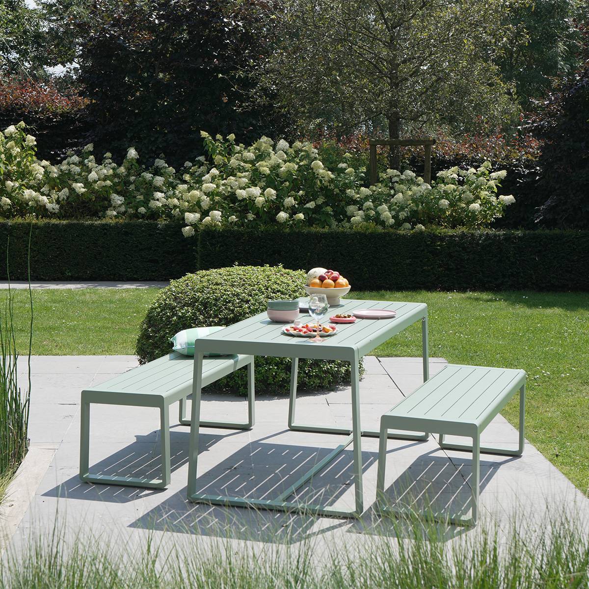 Wilsa Garden - Salon de jardin aluminium RIO 4 places avec table et 2 bancs - Imagen 1
