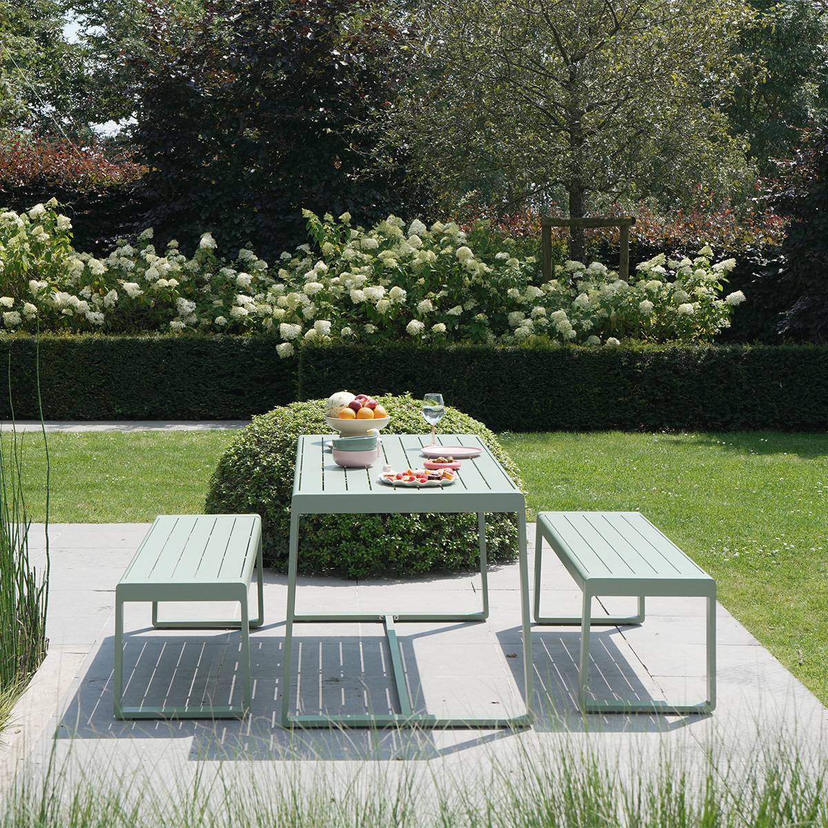 Wilsa Garden - Salon de jardin aluminium RIO 4 places avec table et 2 bancs - Imagen 3