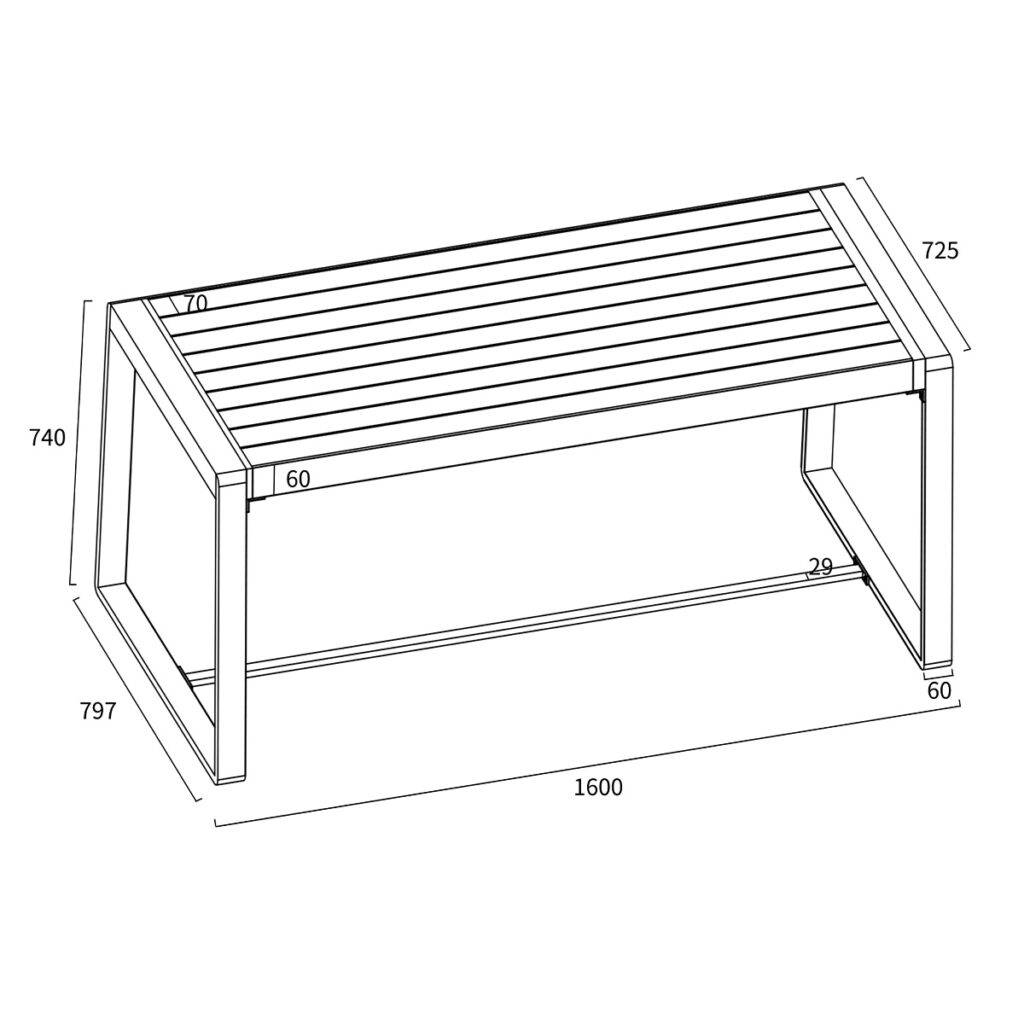 Wilsa Garden - Salon de jardin aluminium RIO 4 places avec table et 2 bancs - Imagen 10