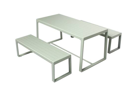 Wilsa Garden - Salon de jardin aluminium RIO 4 places avec table et 2 bancs - Imagen 2