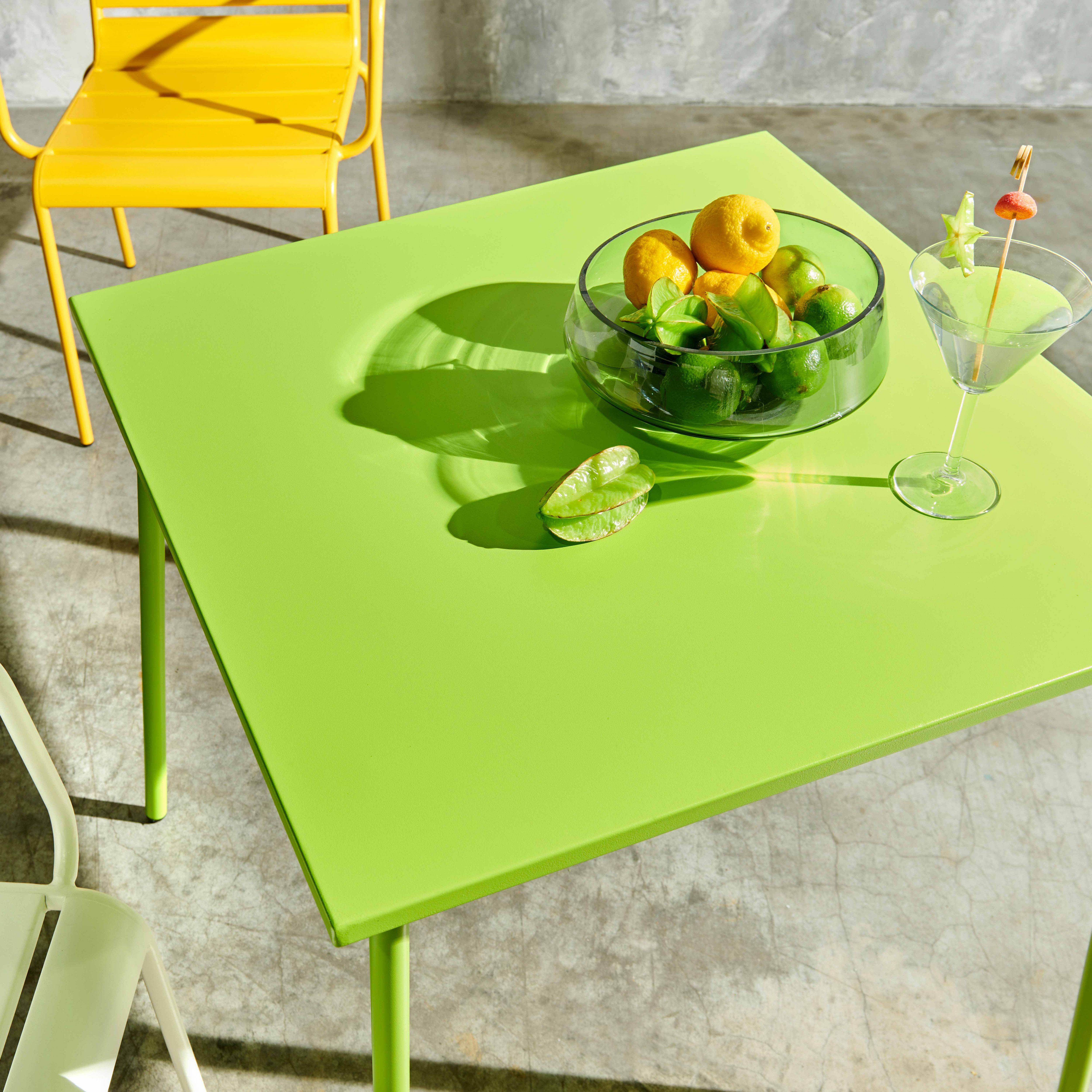 Oviala - Ensemble table de jardin carrée et 4 fauteuils acier vert Palavas - Oviala - Imagen 3