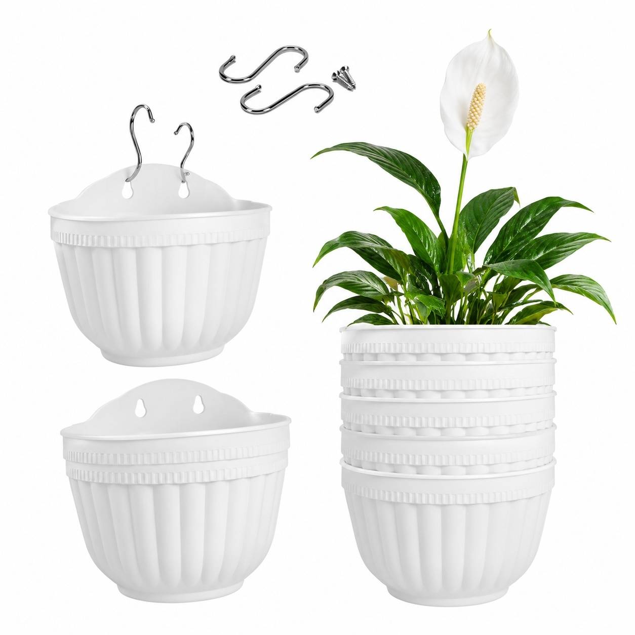 Pot de Fleur Suspendu Vertical Résistant UV Avec Réservoir D'eau Intérieur Extérieur Jardin - Image 1