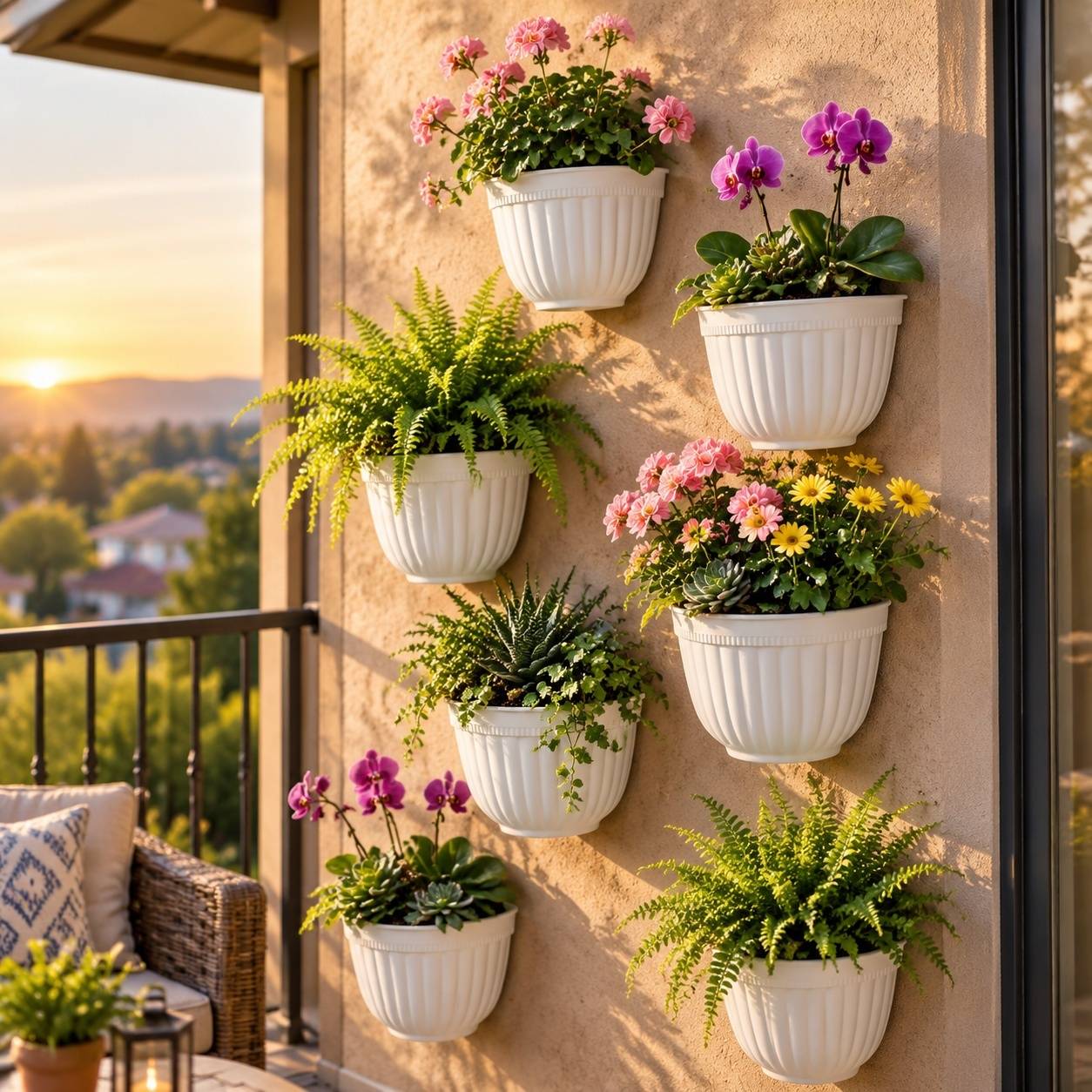 Pot de Fleur Suspendu Vertical Résistant UV Avec Réservoir D'eau Intérieur Extérieur Jardin - Image 2