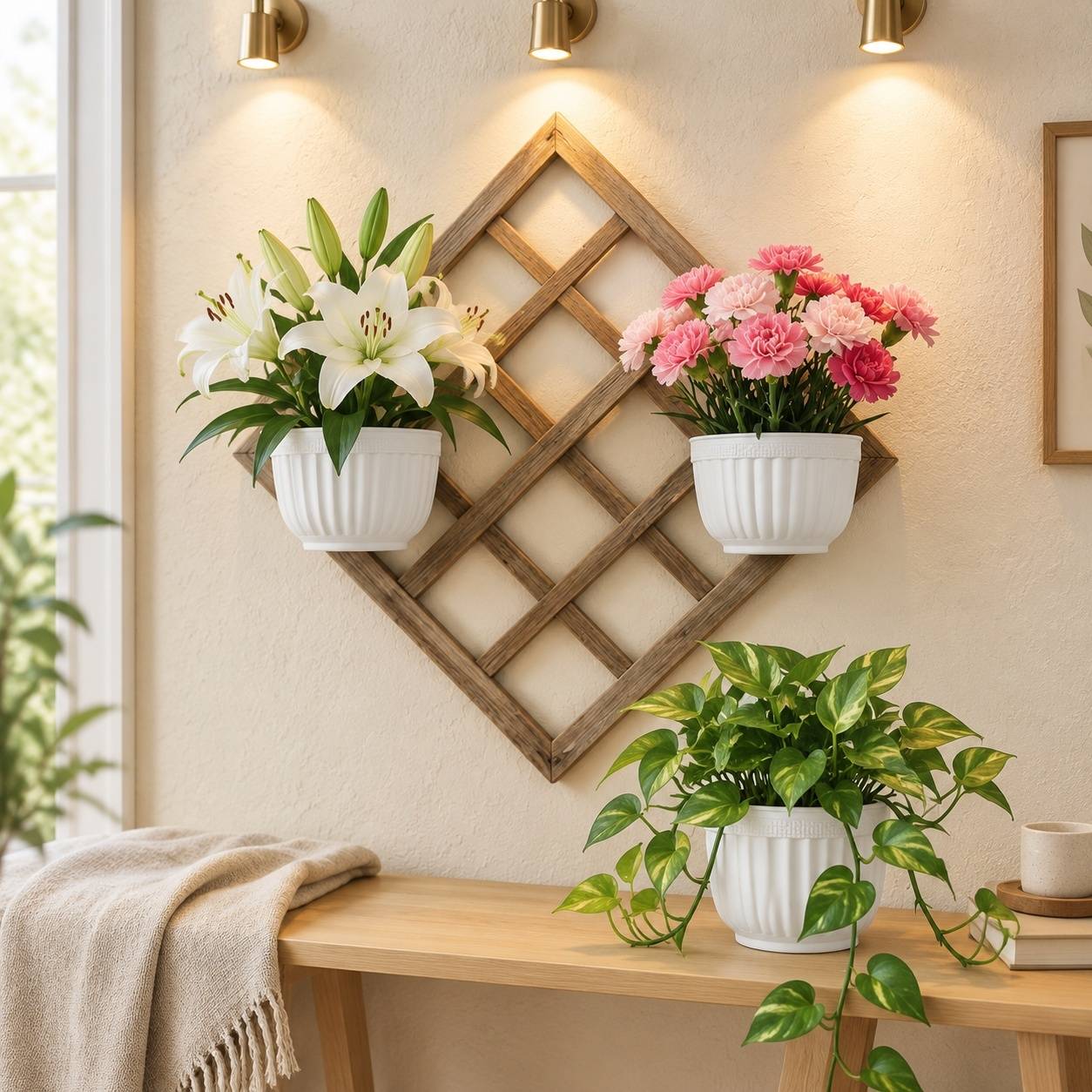 Pot de Fleur Suspendu Vertical Résistant UV Avec Réservoir D'eau Intérieur Extérieur Jardin - Image 3