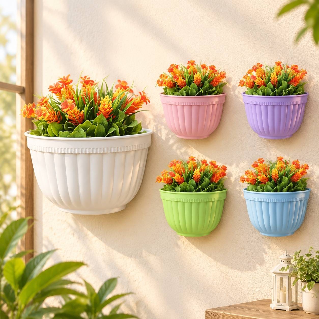 Pot de Fleur Suspendu Vertical Résistant UV Avec Réservoir D'eau Intérieur Extérieur Jardin - Image 5