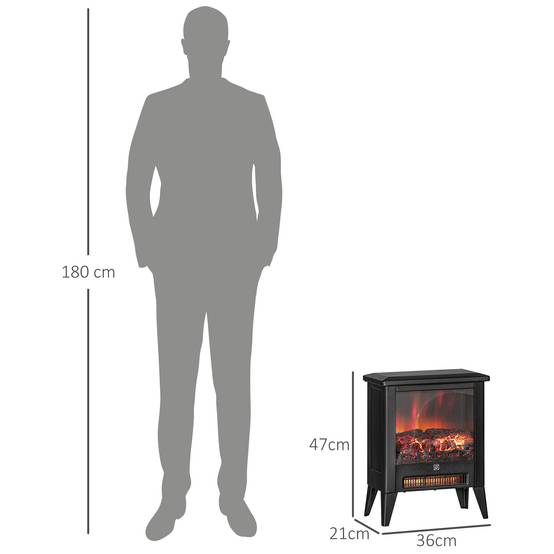Cheminée électrique mobile 1800W effet flamme LED 3D pour salon Noir – ComfortXL Outdoor Living - Image 3
