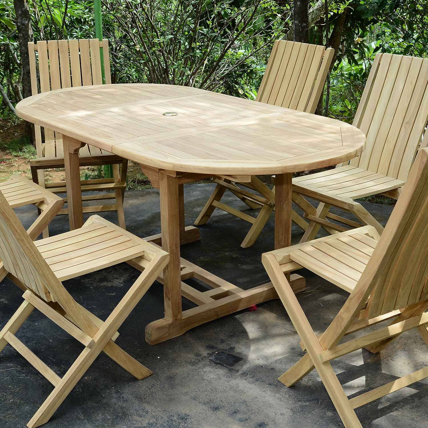 Teck'Attitude - Table extensible ovale teck massif Sirius 120/180 x 90 cm - TECK'Attitude - Imagen 4