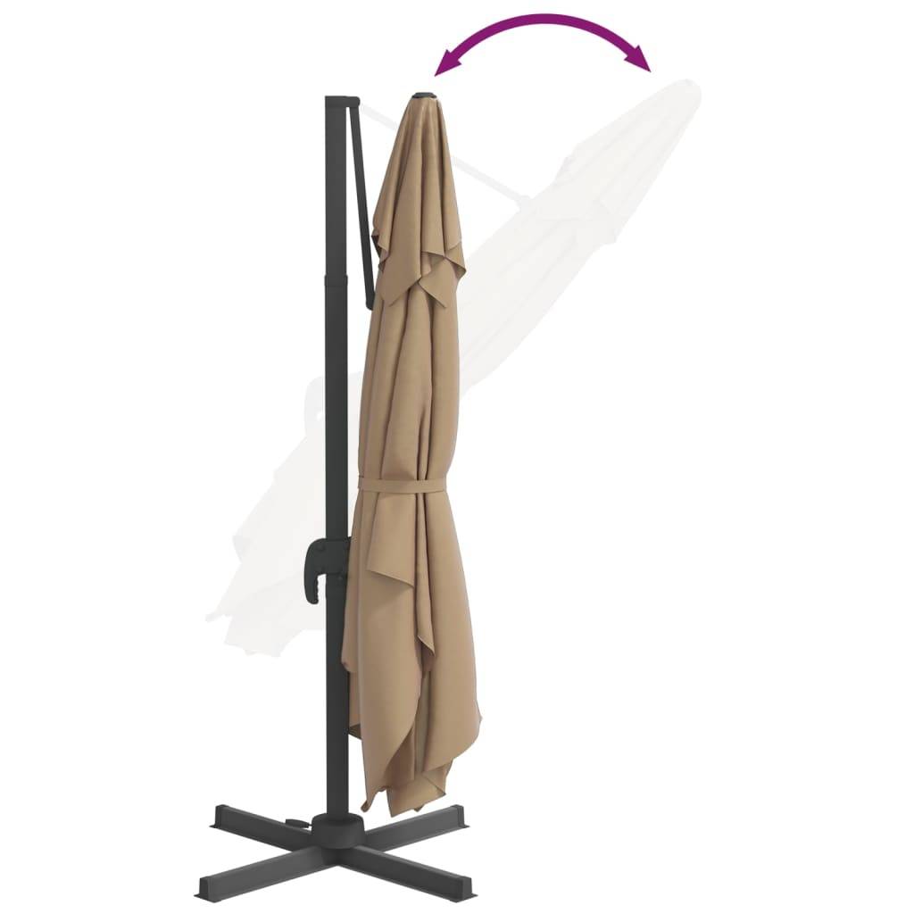 Helloshop26 - Parasol meuble de jardin cantilever à led 400 x 300 cm taupe - Imagen 6