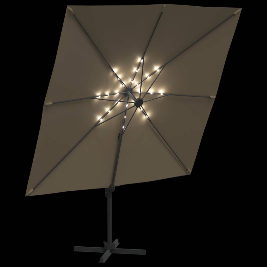 Helloshop26 - Parasol meuble de jardin cantilever à led 400 x 300 cm taupe - Imagen 2
