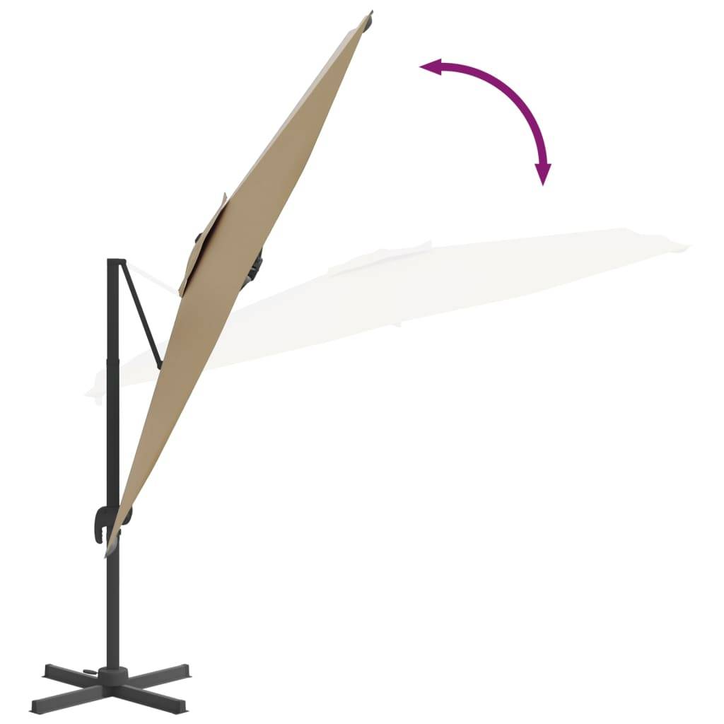 Helloshop26 - Parasol meuble de jardin cantilever à led 400 x 300 cm taupe - Imagen 7