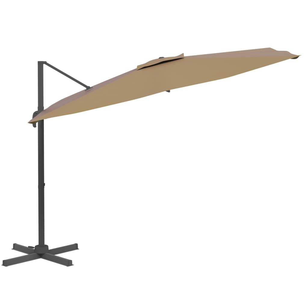 Helloshop26 - Parasol meuble de jardin cantilever à led 400 x 300 cm taupe - Imagen 3
