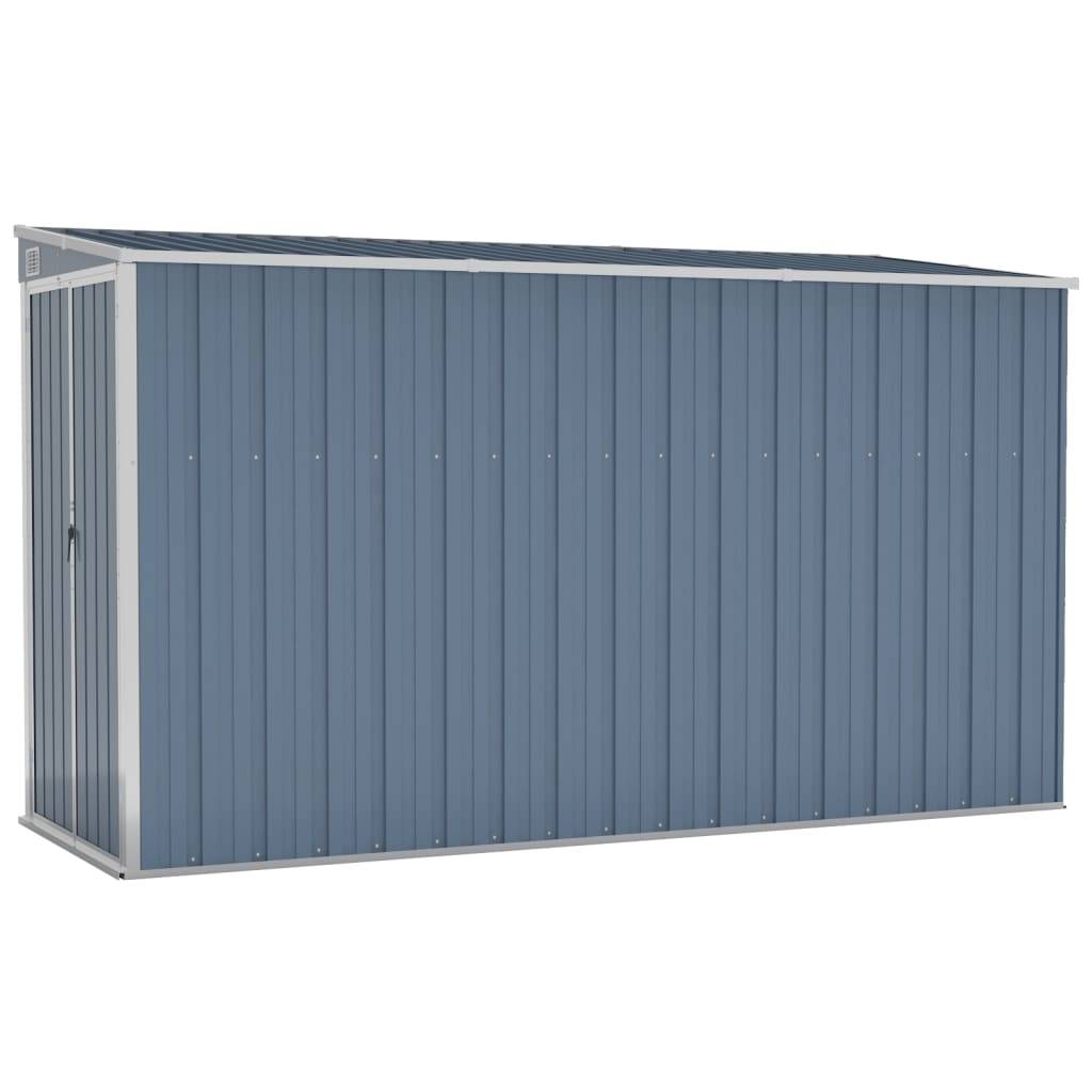 Helloshop26 - Abri de jardin cabane cabanon maison de stockage remise extérieur hangar outils robuste mural 118 x 288 x 178 cm acier galvanisé gris - Imagen 1