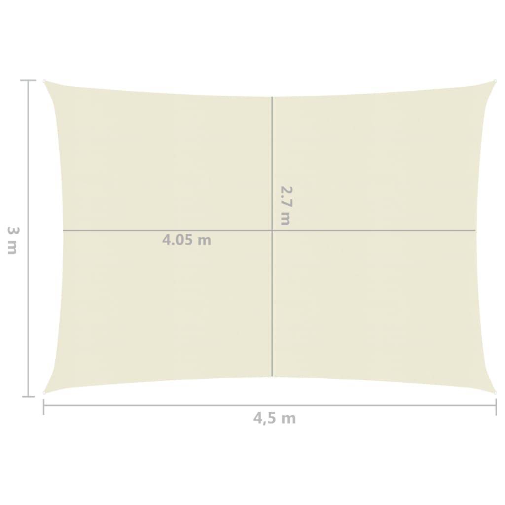 Helloshop26 - Voile toile d'ombrage parasol 160 g/m² 3 x 4,5 m PEHD crème - Imagen 6