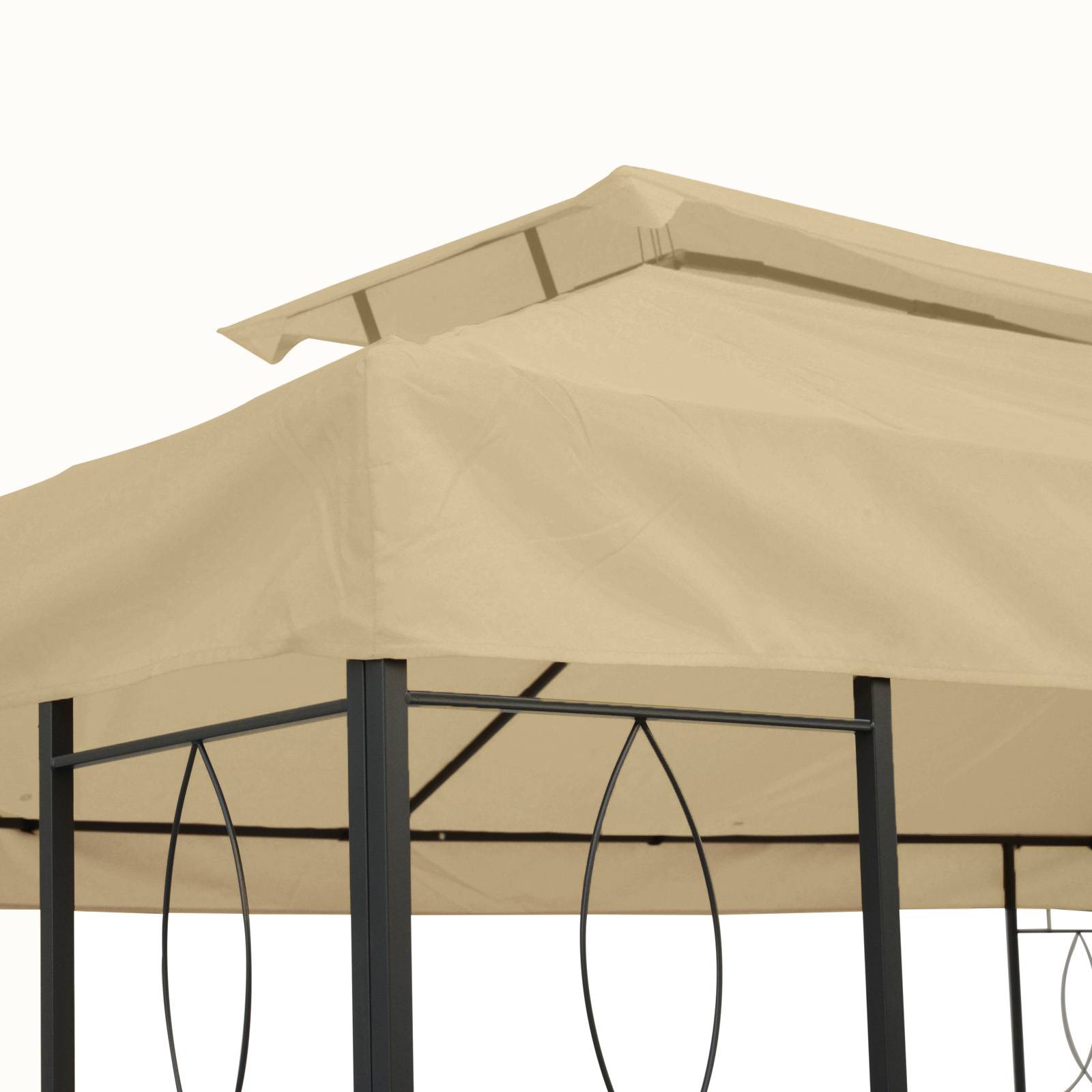 Toile de rechange tissu pour tonnelle double toit ventilation 3x4m beige - ComfortXL Outdoor Living - Image 9