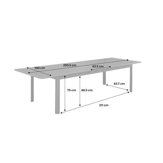 Table de jardin anthracite SEATTLE extensible aluminium. 10 places. 227 / 290 x 100 x 75 cm | sweeek - Image 6