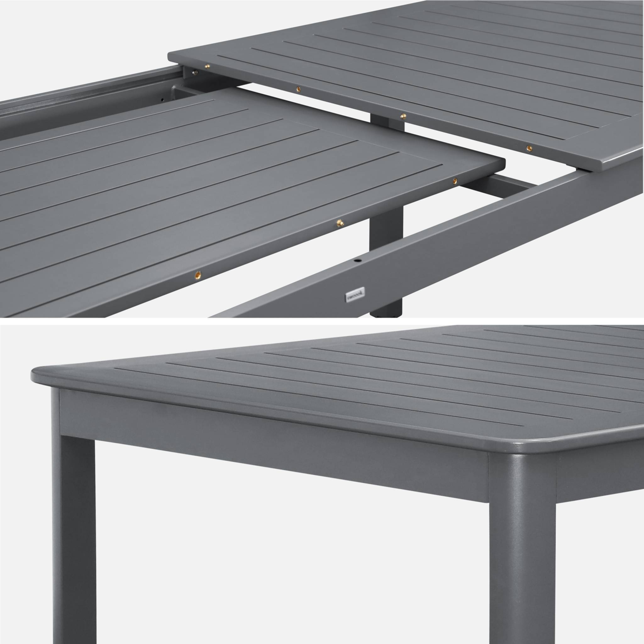 Table de jardin anthracite SEATTLE extensible aluminium. 10 places. 227 / 290 x 100 x 75 cm | sweeek - Image 5