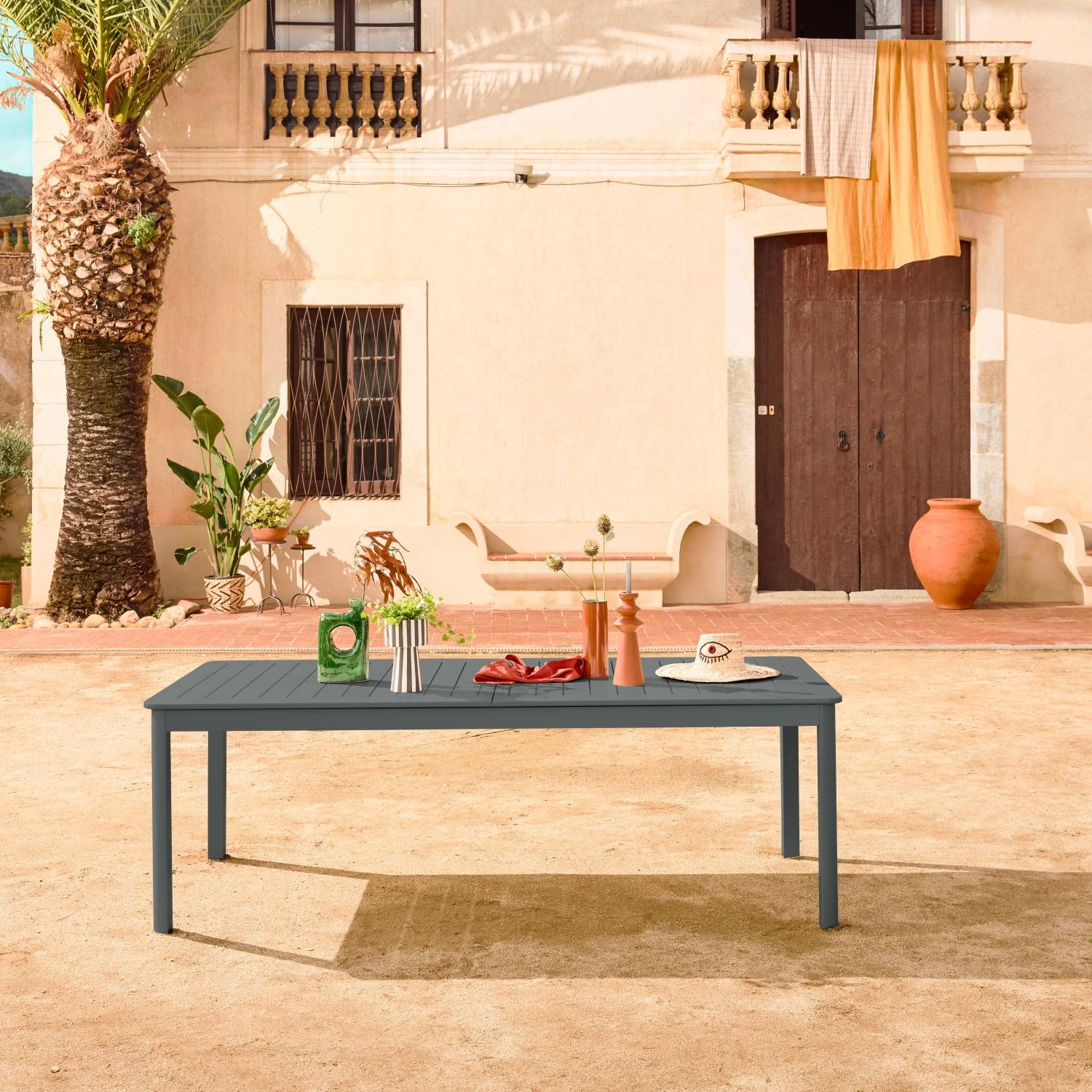Table de jardin anthracite SEATTLE extensible aluminium. 10 places. 227 / 290 x 100 x 75 cm | sweeek - Image 1