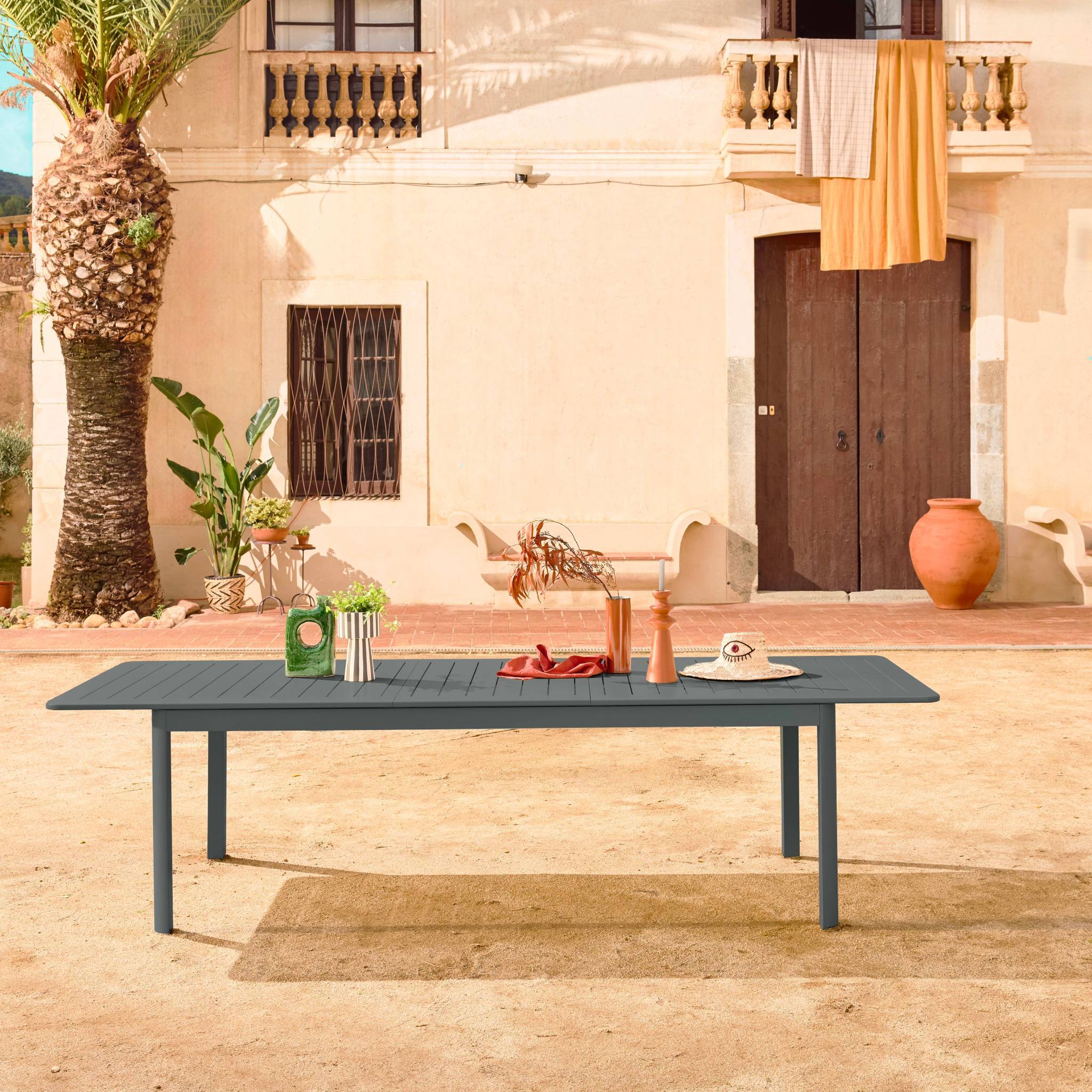 Table de jardin anthracite SEATTLE extensible aluminium. 10 places. 227 / 290 x 100 x 75 cm | sweeek - Image 3