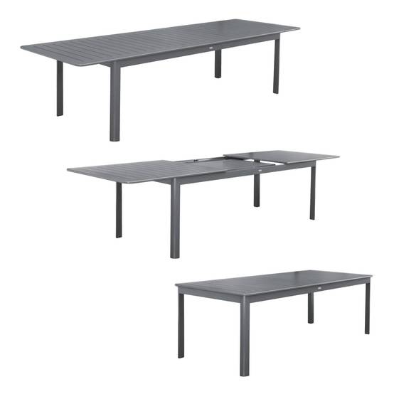 Table de jardin anthracite SEATTLE extensible aluminium. 10 places. 227 / 290 x 100 x 75 cm | sweeek - Image 4