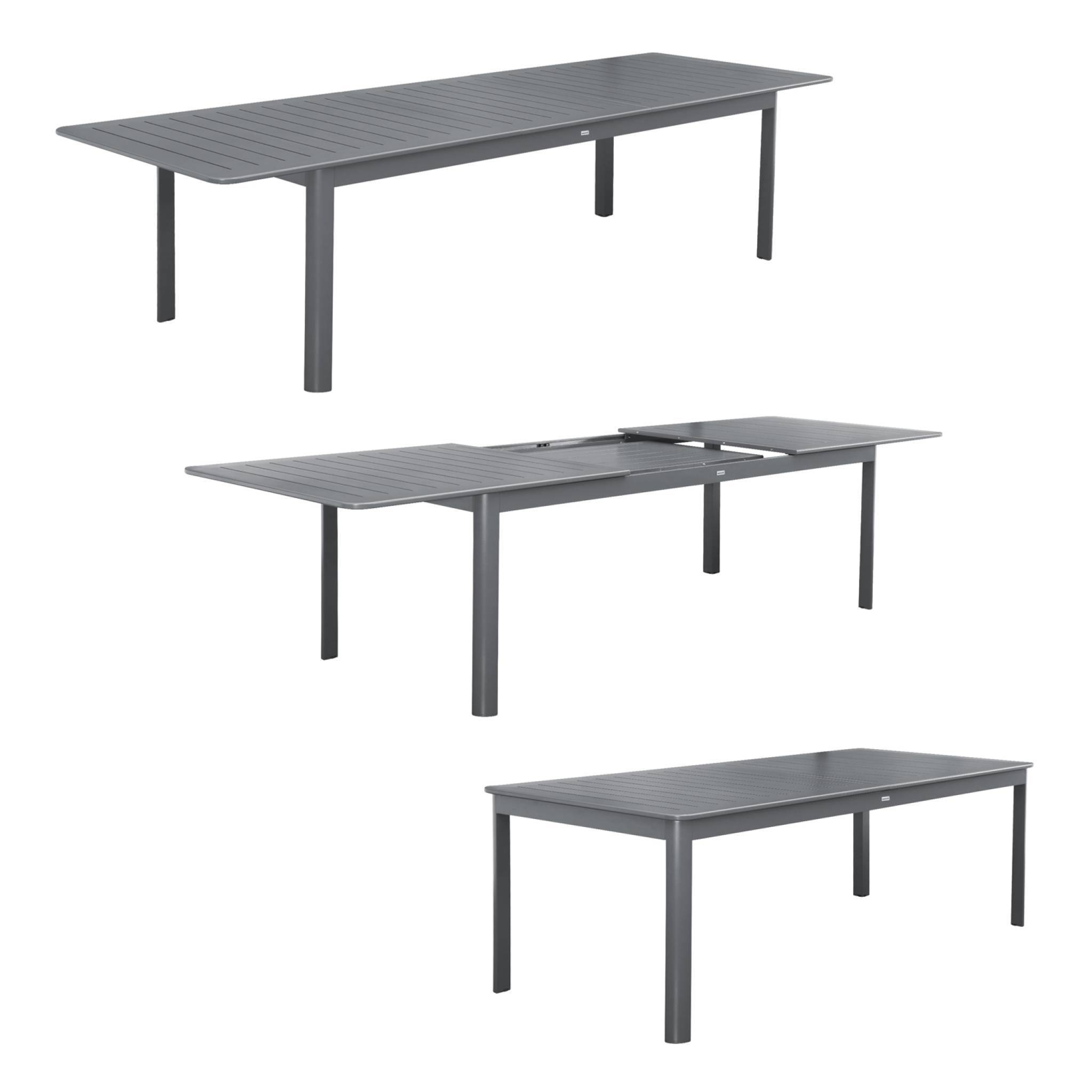 Table de jardin anthracite SEATTLE extensible aluminium. 10 places. 227 / 290 x 100 x 75 cm | sweeek - Image 4
