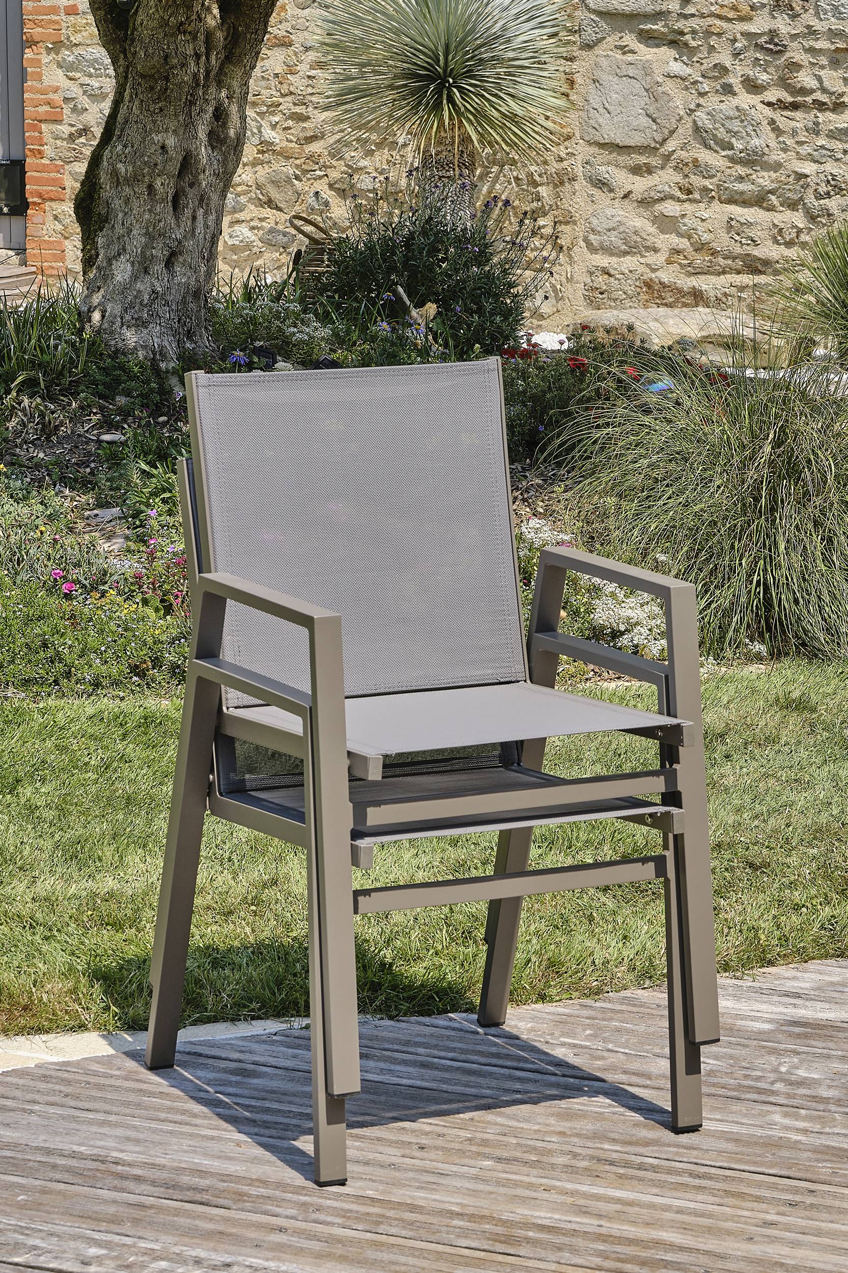Dcb Garden - Lot de 2 fauteuils de jardin empilables en aluminium - Quartz - FLORIDE - Image 2