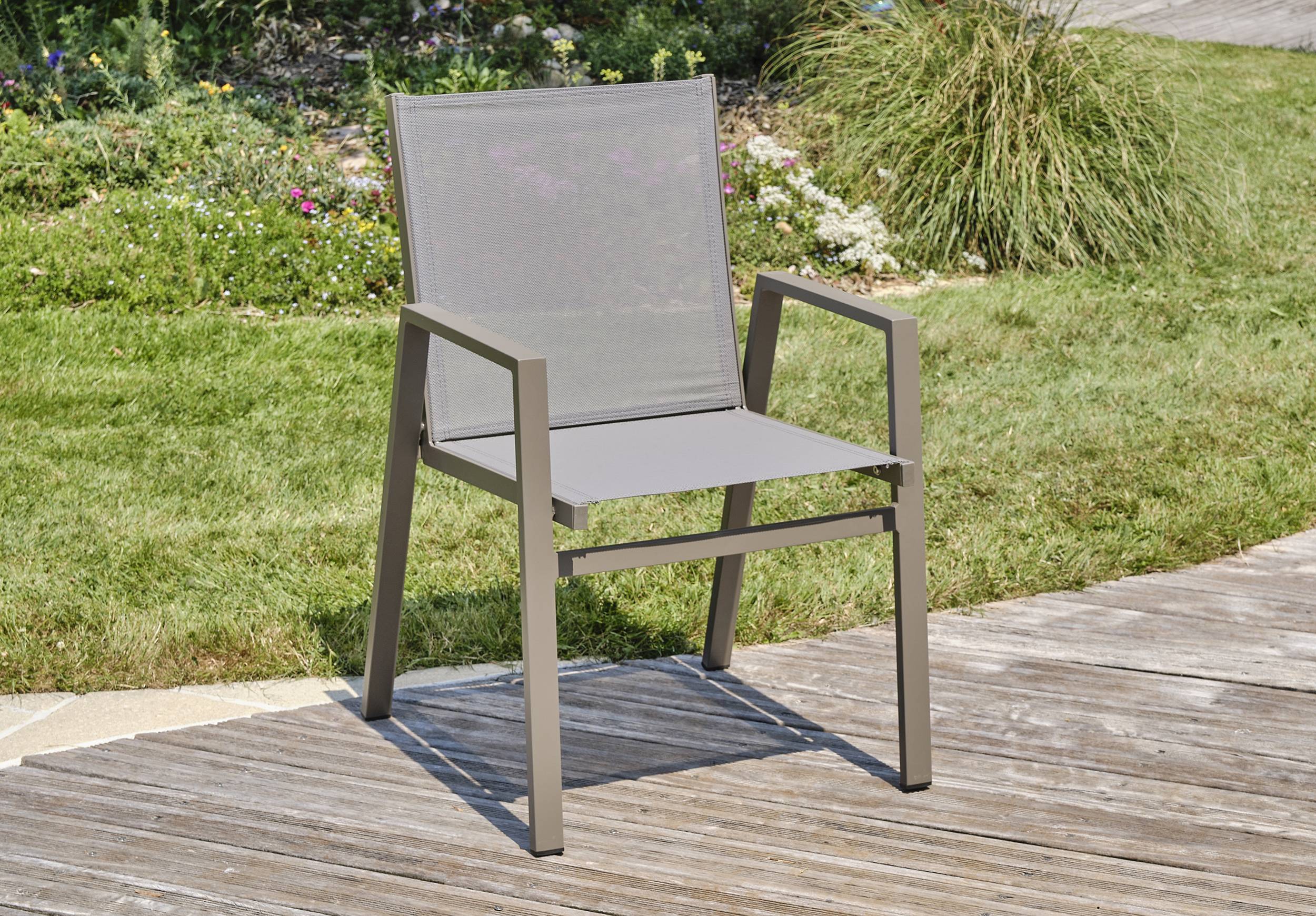 Dcb Garden - Lot de 2 fauteuils de jardin empilables en aluminium - Quartz - FLORIDE - Image 1