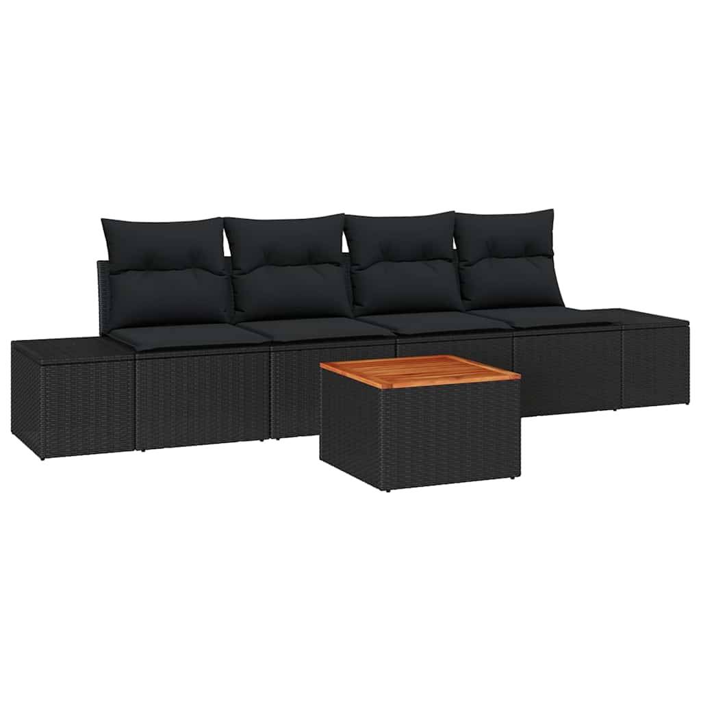Salon de jardin 4 places 5 pcs en polyrotin avec table basse pour patio Noir – ComfortXL Outdoor Living - Image 2