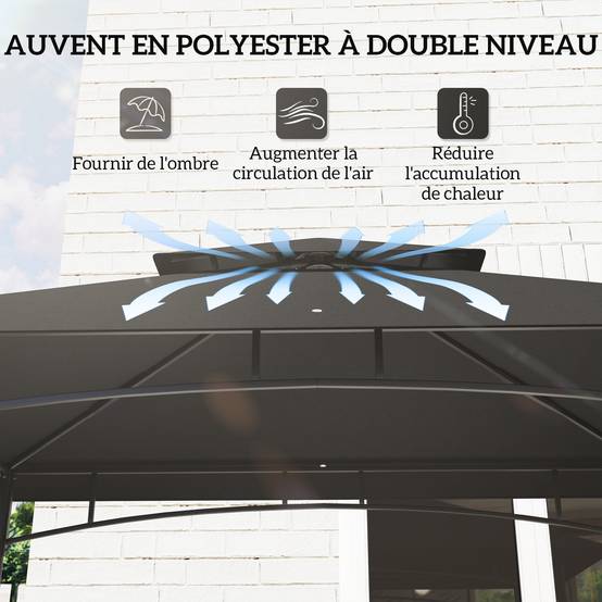 Outsunny - Tonnelle de barbecue et réception jardin 240x150x257 cm avec crochet plafond, étagères et paniers rangement structure métal galvanisé gris - Outsunny - Image 6