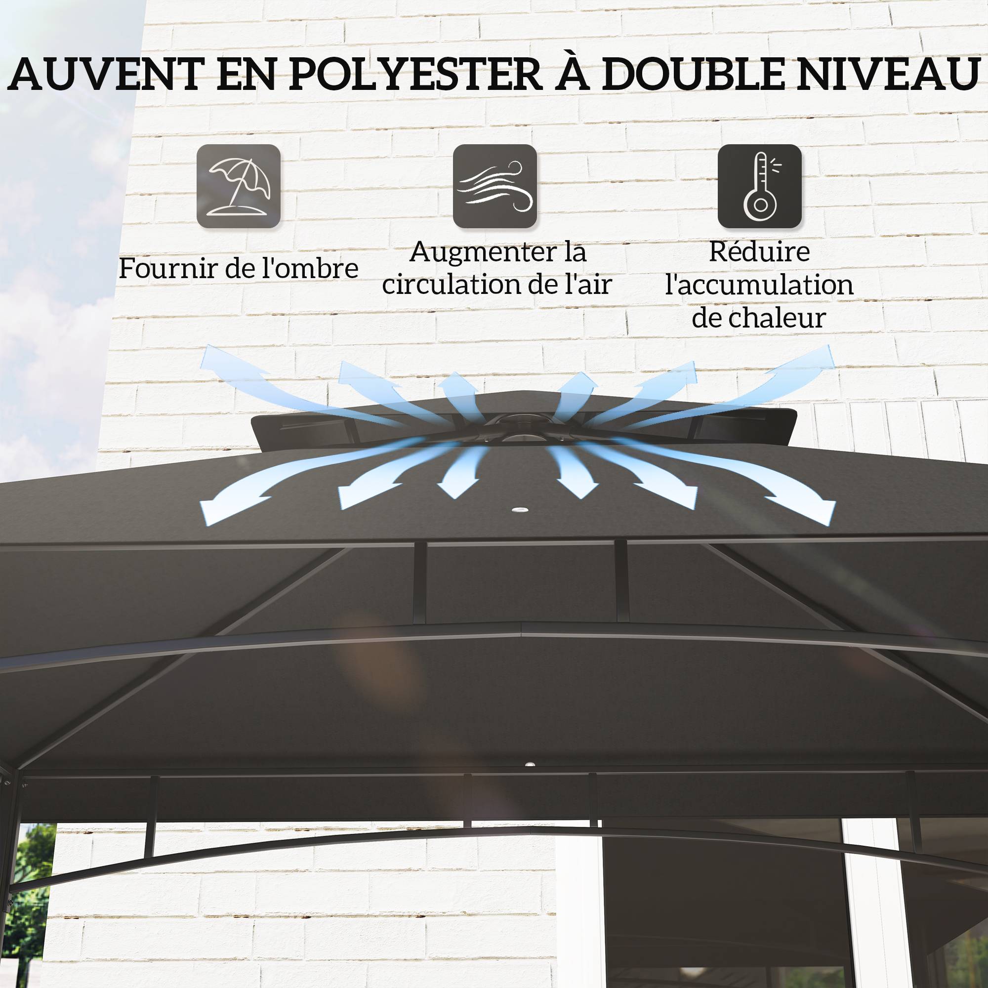 Outsunny - Tonnelle de barbecue et réception jardin 240x150x257 cm avec crochet plafond, étagères et paniers rangement structure métal galvanisé gris - Outsunny - Image 6