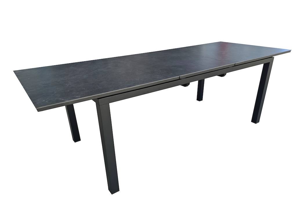 Proloisirs - Table extensible - MELODIE - Aluminium époxy graphite - Plateau céramique 6 mm - 180/240 x 90 cm