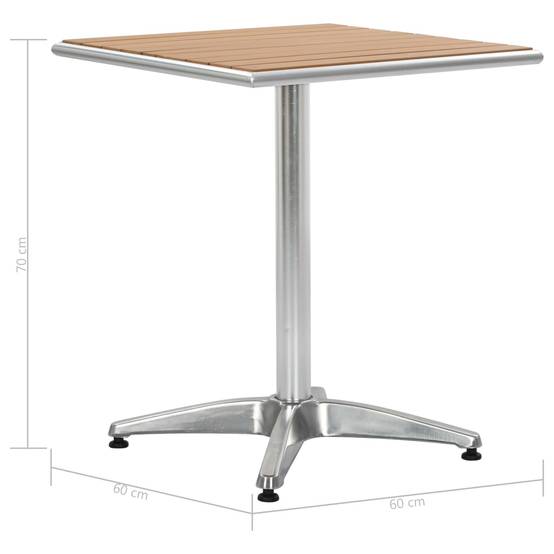 Table de jardin aluminium et WPC argenté et marron 60 x 60 x 70 cm - PANGIVO - Image 7