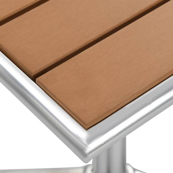 Table de jardin aluminium et WPC argenté et marron 60 x 60 x 70 cm - PANGIVO - Image 4