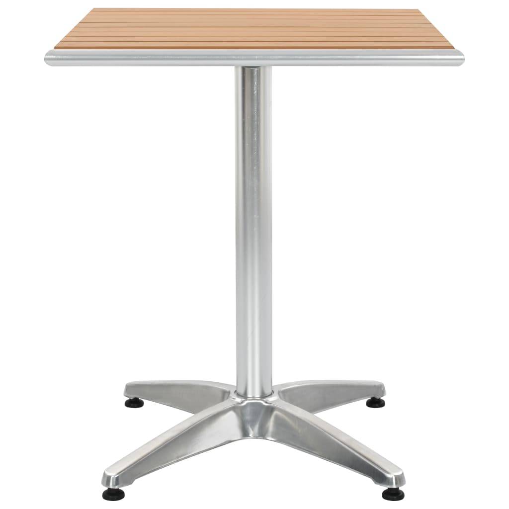 Table de jardin aluminium et WPC argenté et marron 60 x 60 x 70 cm - PANGIVO - Image 3