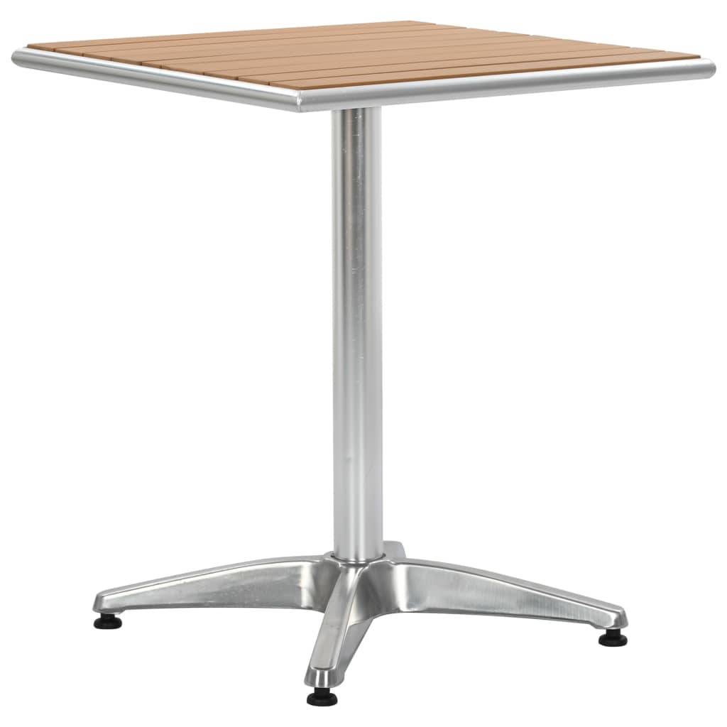 Table de jardin aluminium et WPC argenté et marron 60 x 60 x 70 cm - PANGIVO - Image 1