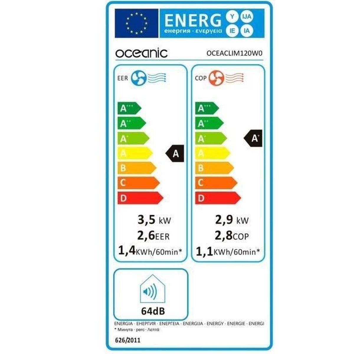 Climatiseur monobloc mobile réversible Océanic 12000 BTU (3530 W) chaud/froid avec déshumidification, LED, jusqu’à 35 m² - Image 4