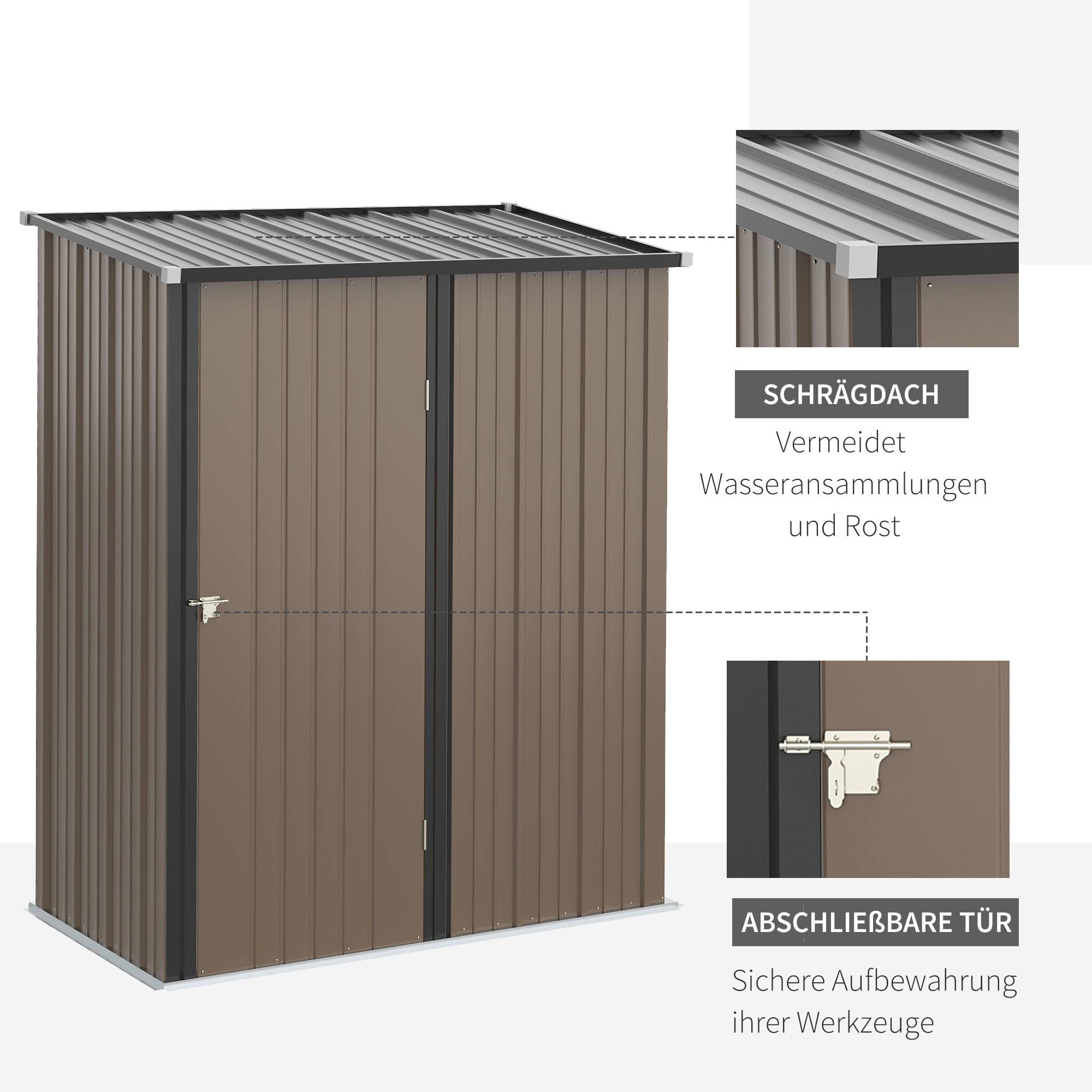 Abri Jardin Métal Acier Galvanisé Rangement Outils 1,34 m² Toit Incliné - ComfortXL Outdoor Living - Image 6