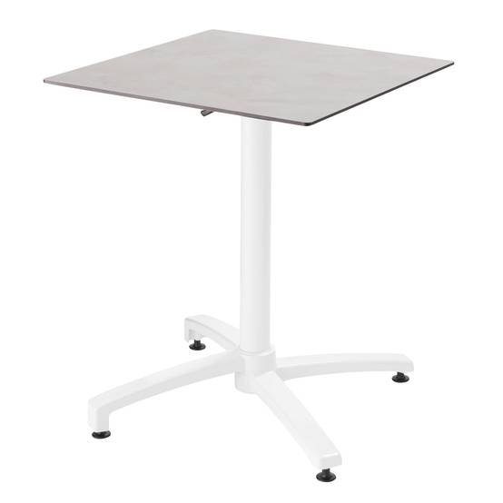 Oviala - Ensemble table de terrasse stratifié béton et 2 fauteuils blanc - Oviala - Imagen 2
