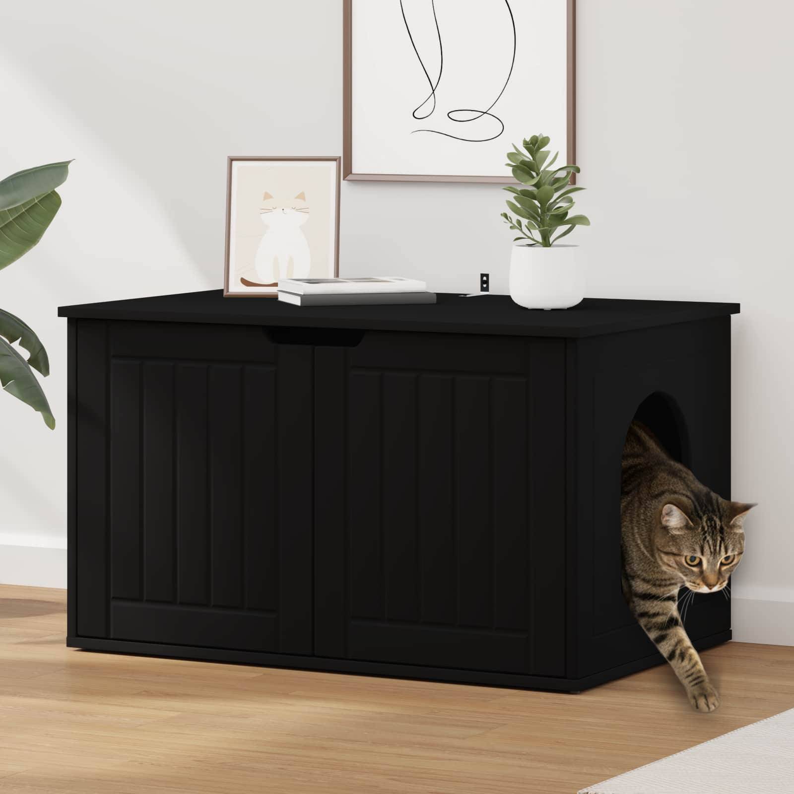 Vidaxl - Maison pour chat Noir 85 x 55 x 50,5 cm Bois d'ingénierie vidaXL 8000717 - Image 1