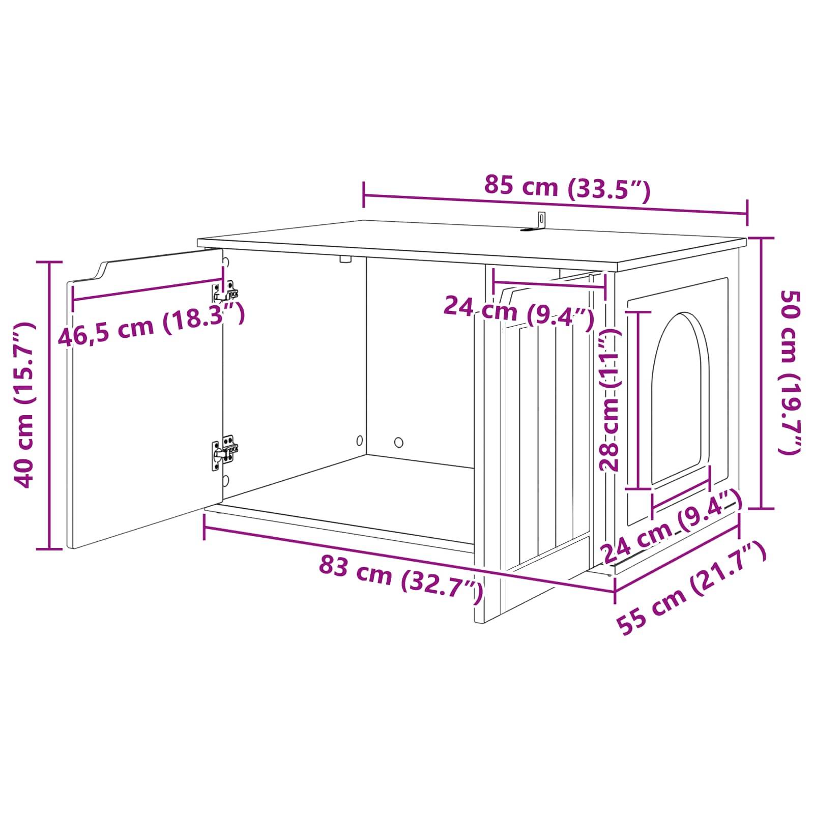 Vidaxl - Maison pour chat Noir 85 x 55 x 50,5 cm Bois d'ingénierie vidaXL 8000717 - Image 3
