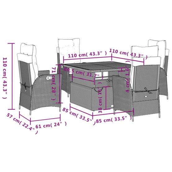 ComfortXL - Salon de Jardin 4 Places Convertible Table Basse/Haute et Fauteuils Relax en Résine Tressée Noire – ComfortXL Outdoor Living - Image 8