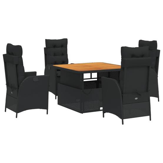 ComfortXL - Salon de Jardin 4 Places Convertible Table Basse/Haute et Fauteuils Relax en Résine Tressée Noire – ComfortXL Outdoor Living - Image 2