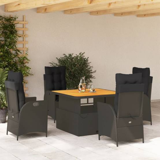 ComfortXL - Salon de Jardin 4 Places Convertible Table Basse/Haute et Fauteuils Relax en Résine Tressée Noire – ComfortXL Outdoor Living - Image 1