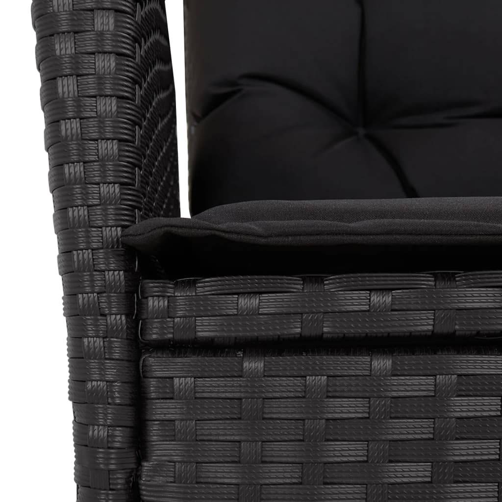 ComfortXL - Salon de Jardin 4 Places Convertible Table Basse/Haute et Fauteuils Relax en Résine Tressée Noire – ComfortXL Outdoor Living - Image 7