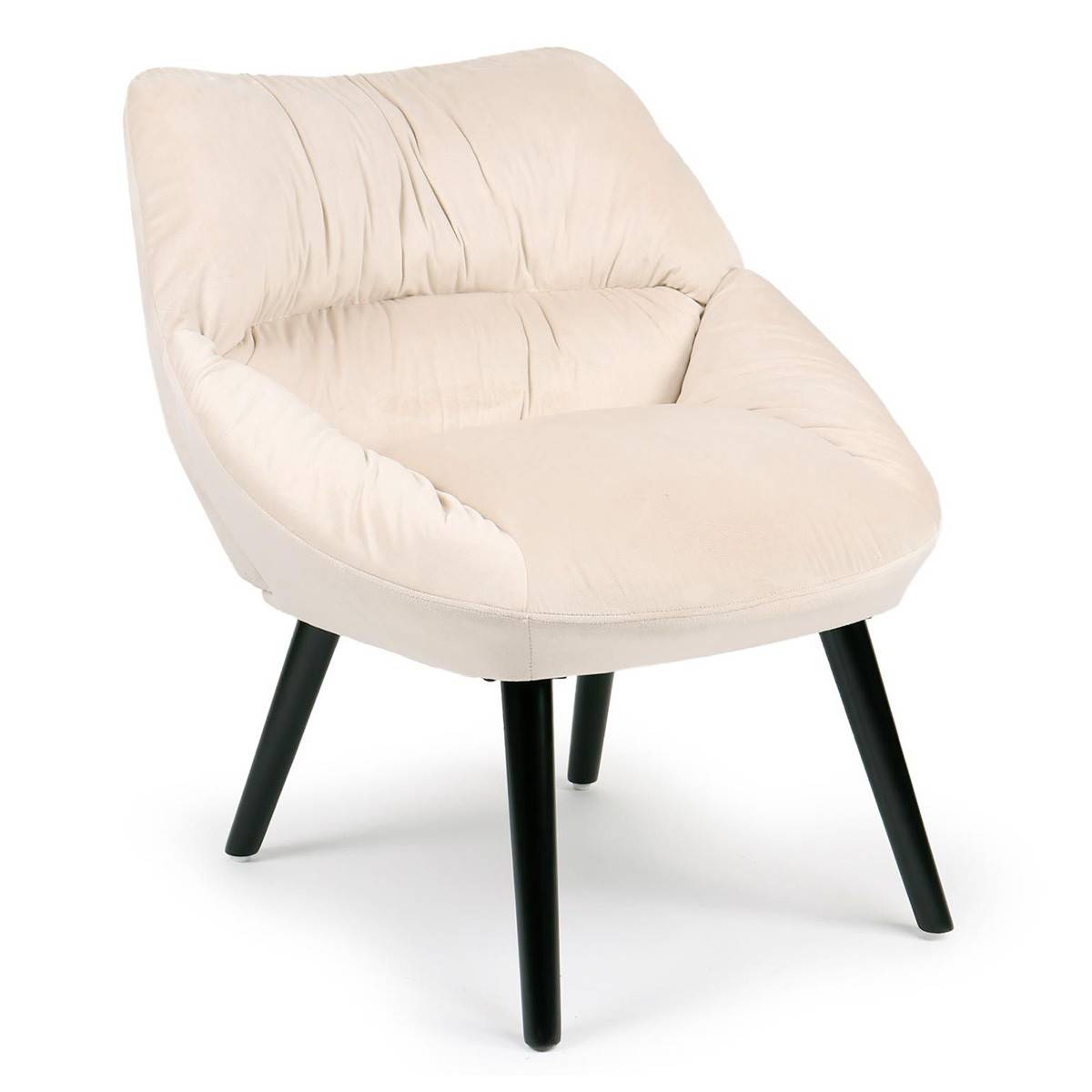 Paris Prix - Fauteuil Design en Velours "Neal" 74cm Beige - Image 1