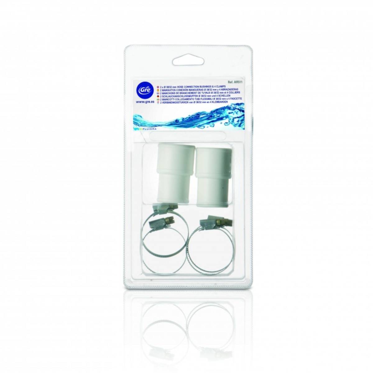 Gre Pools - Manchons x 2 pour branchement tuyaux Ø38/32mm + 4 colliers Ø38/32mm Gre Pools - Imagen 2