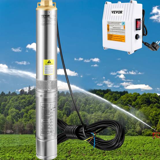 VEVOR Pompe submersible puits 190 L/min, hauteur 57 m, 1100W, acier inox, usage domestique/industriel. - Image 8