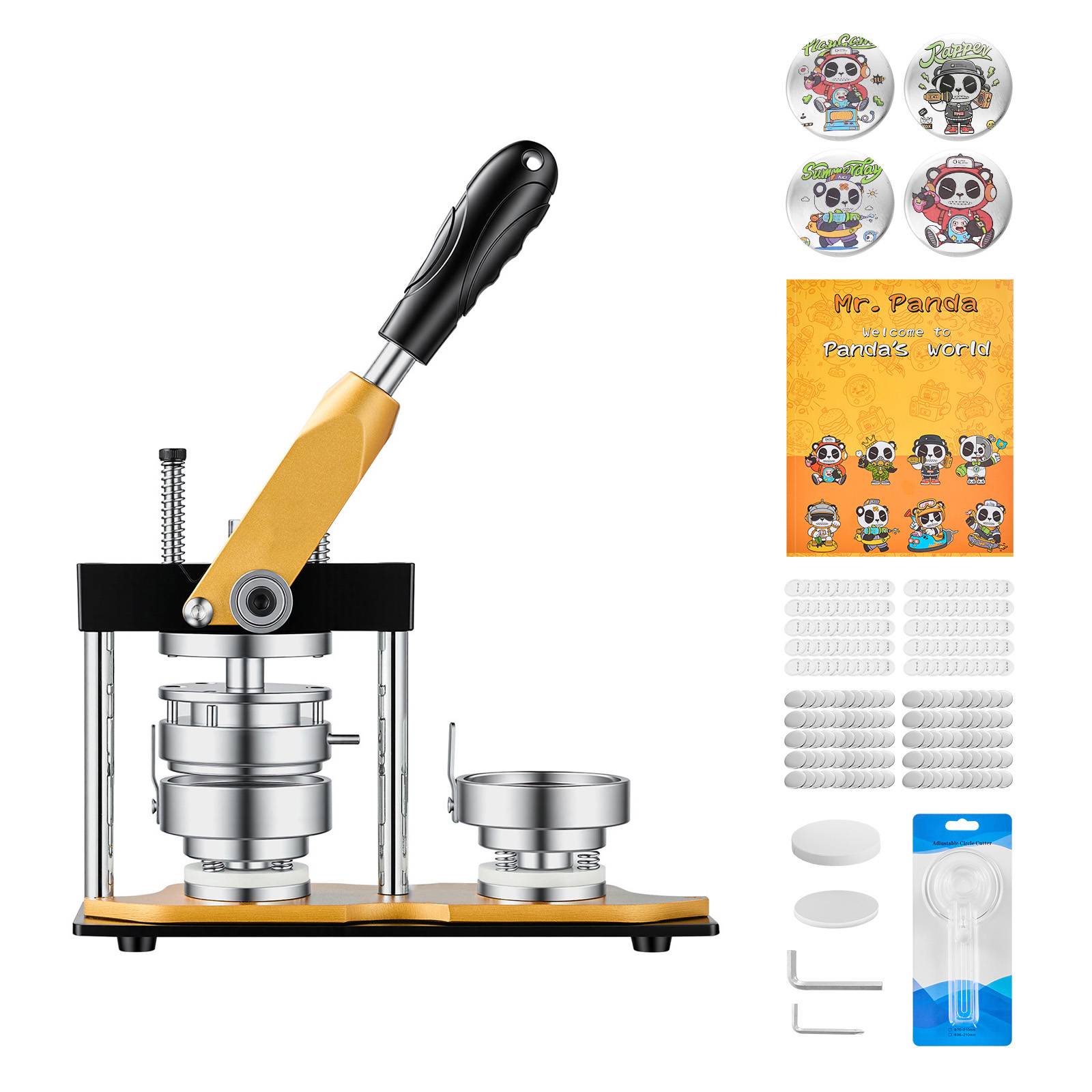 Vevor - VEVOR Presse à badges 58 mm - structure métal, poignée ergonomique, kit 100 pièces, découpe-cercle et livre créatif pour DIY et événements.