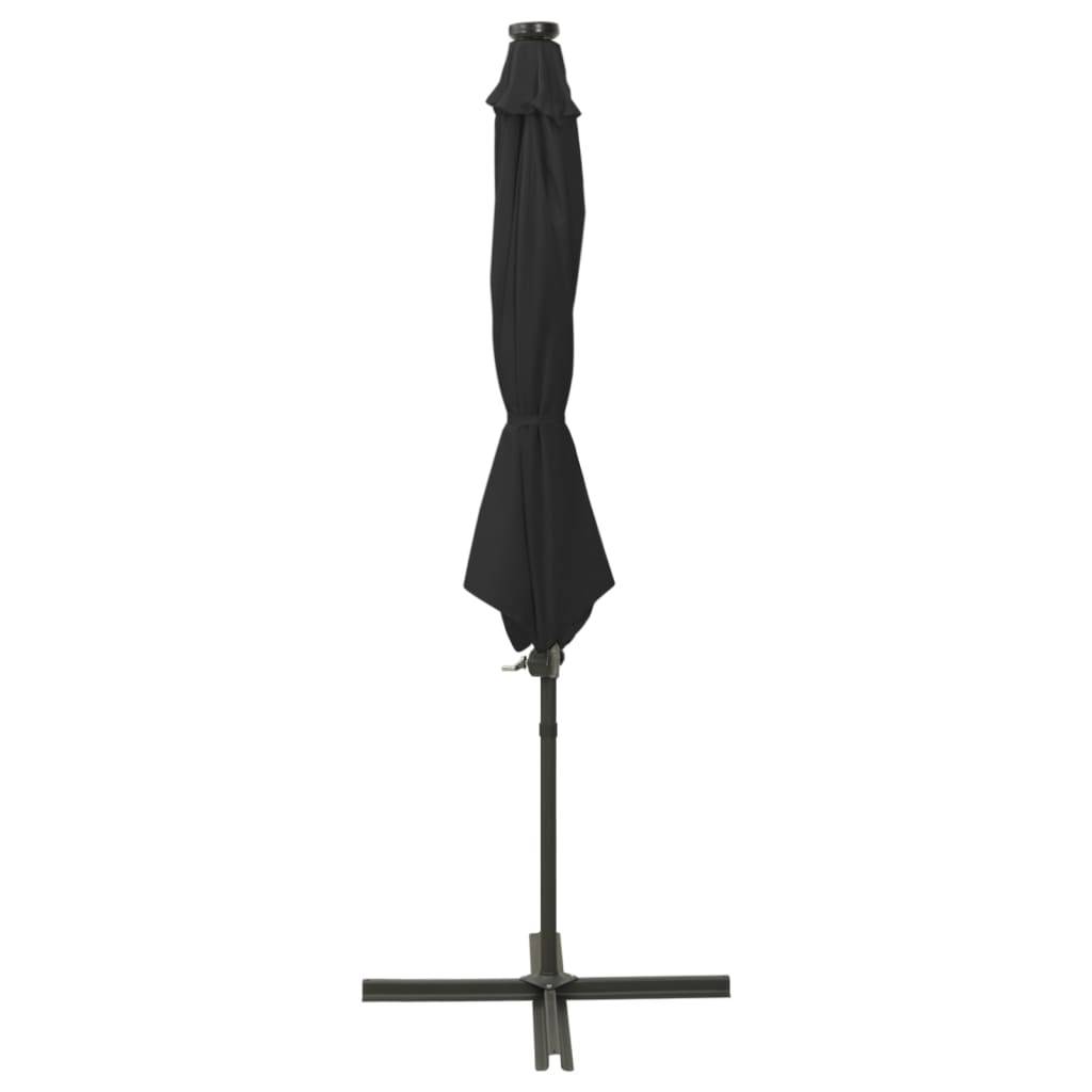 Helloshop26 - Parasol meuble de jardin déporté avec mât et lumières led 300 cm noir - Imagen 3